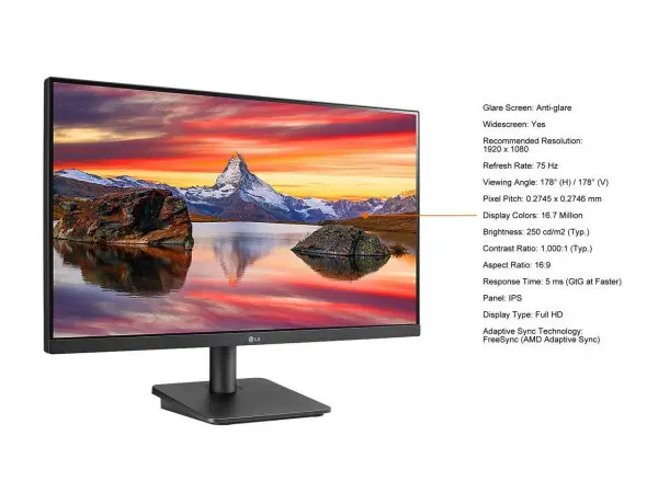 Monitor LG 24MP400-B 23.8''IPS1920x108075Hz5ms GtGVGA,HDMIFreesyncVESAcrna' ( '24MP400-B' ) 