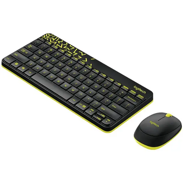 Wireless Nano Combo MK240, US, Keyboard & Mouse, 2.5GHz, USB, Gray/Yellow ( 920-008382 ) 
