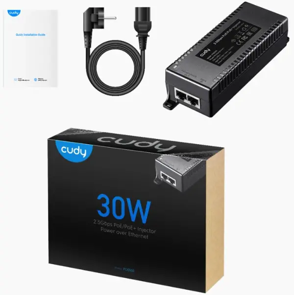 Cudy POE500 30W 2.5Gbps PoE+/PoE Injector, 802.3at/802.3af, 10M/100M/1000M/2.5G LAN Ports, 100m